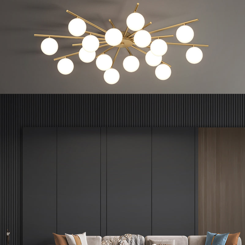 Contemporary Globe Flush Light Fixture Glass Flush Mount Ceiling Light in Gold