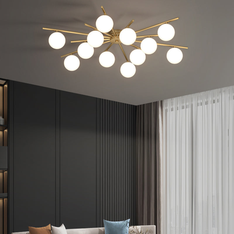 Contemporary Globe Flush Light Fixture Glass Flush Mount Ceiling Light in Gold
