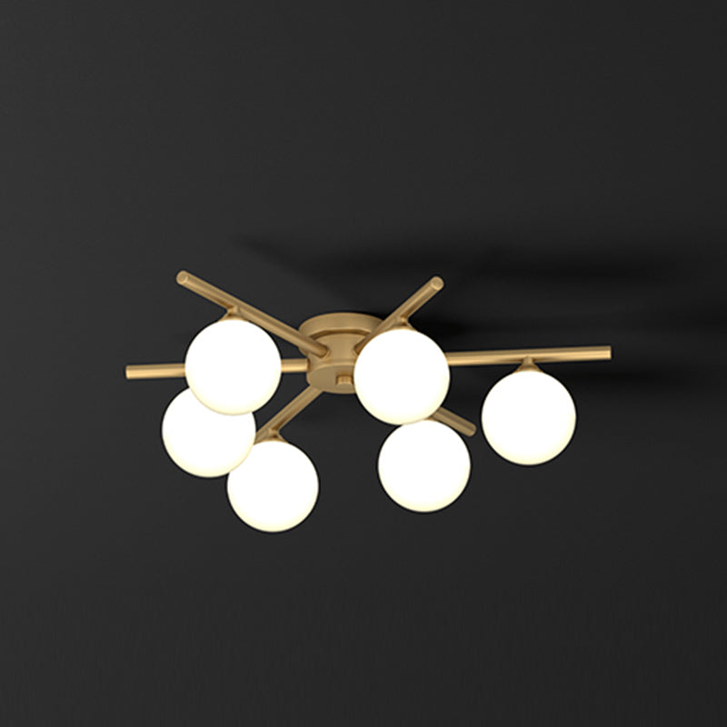 Contemporary Globe Flush Light Fixture Glass Flush Mount Ceiling Light in Gold