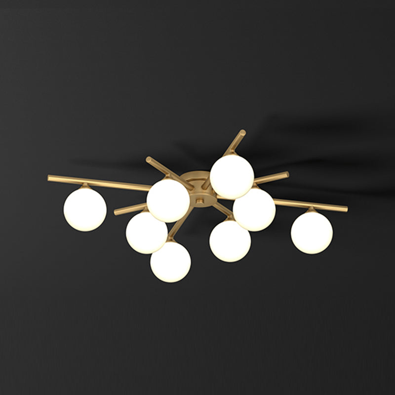 Contemporary Globe Flush Light Fixture Glass Flush Mount Ceiling Light in Gold