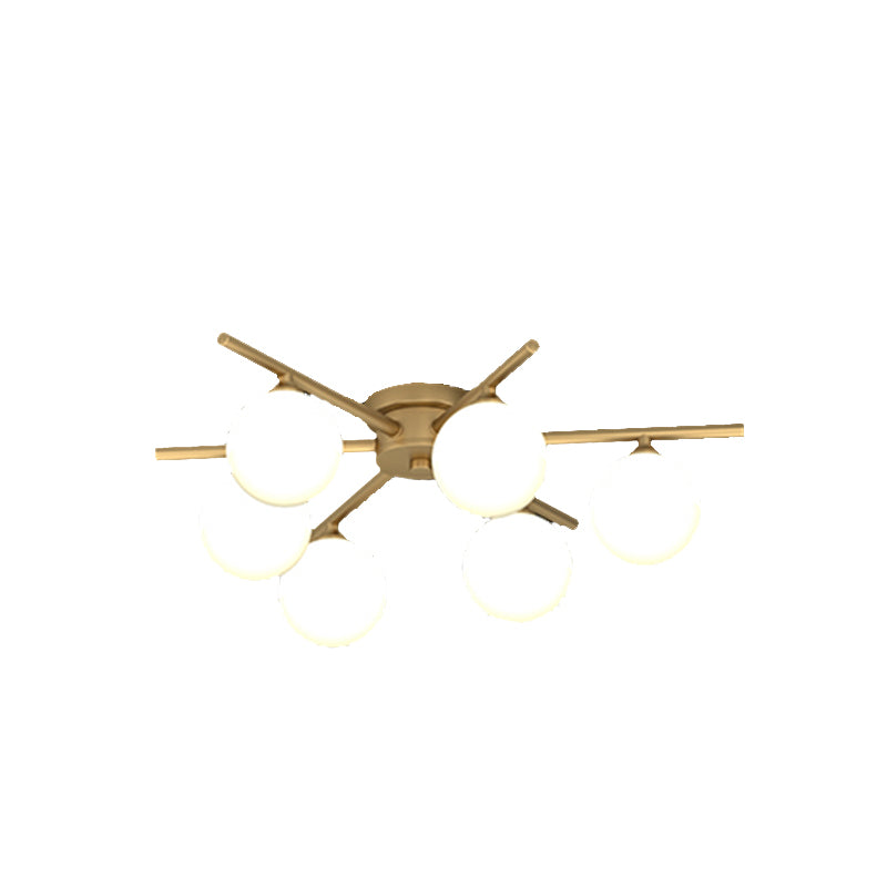 Contemporary Globe Flush Light Fixture Glass Flush Mount Ceiling Light in Gold