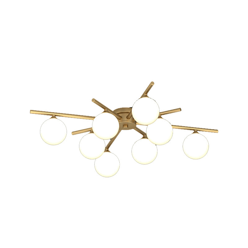 Contemporary Globe Flush Light Fixture Glass Flush Mount Ceiling Light in Gold