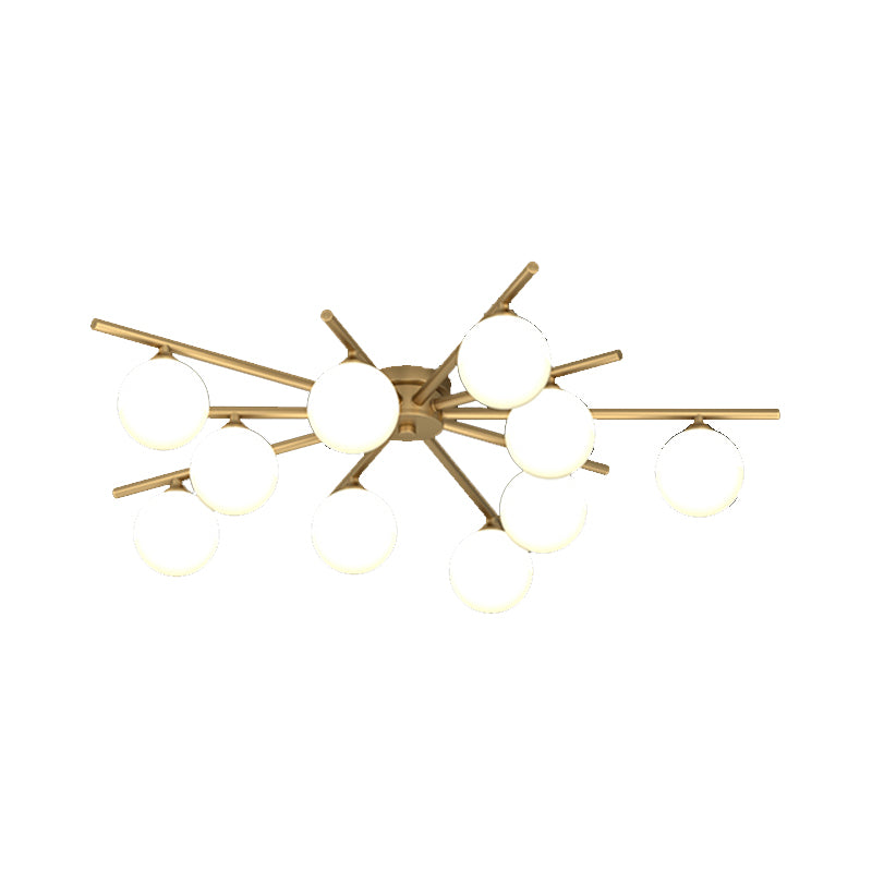 Contemporary Globe Flush Light Fixture Glass Flush Mount Ceiling Light in Gold