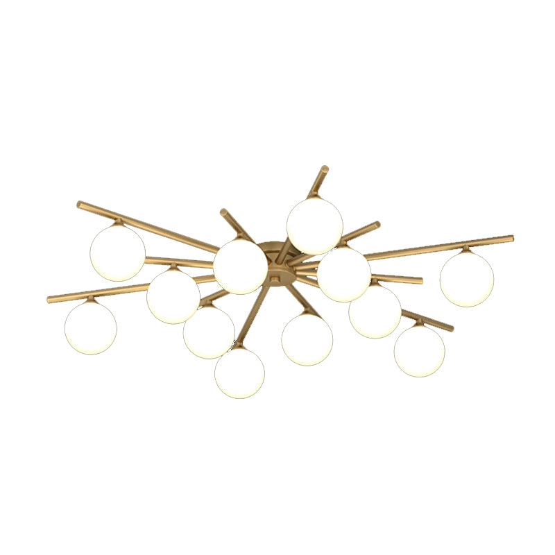 Contemporary Globe Flush Light Fixture Glass Flush Mount Ceiling Light in Gold