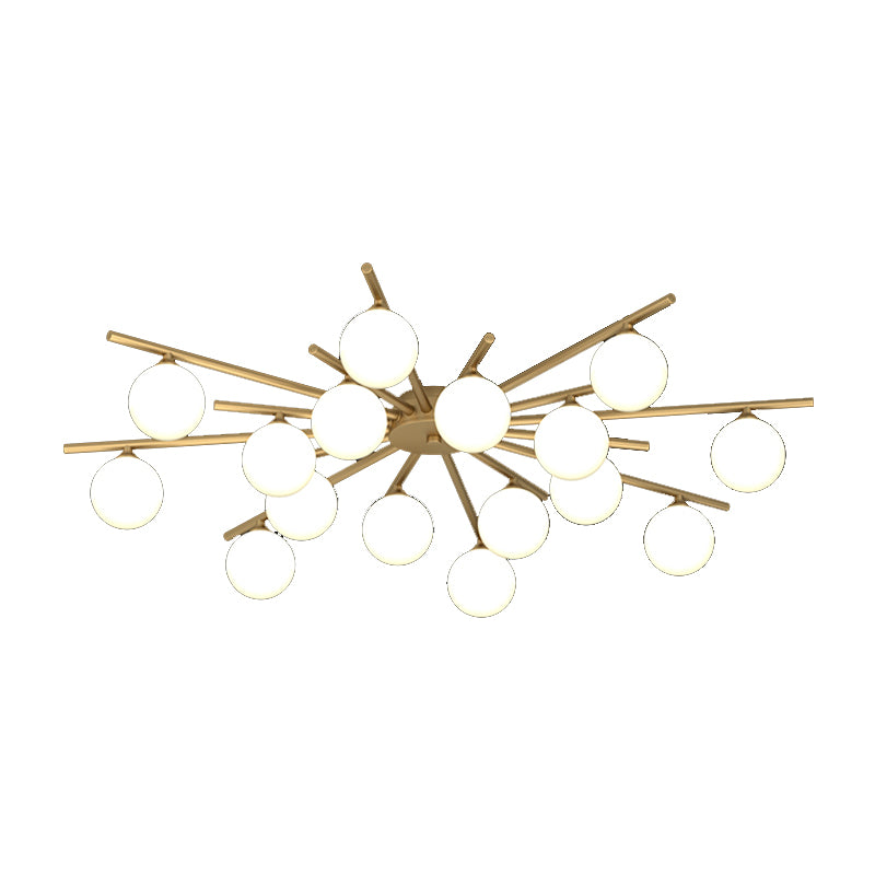 Contemporary Globe Flush Light Fixture Glass Flush Mount Ceiling Light in Gold