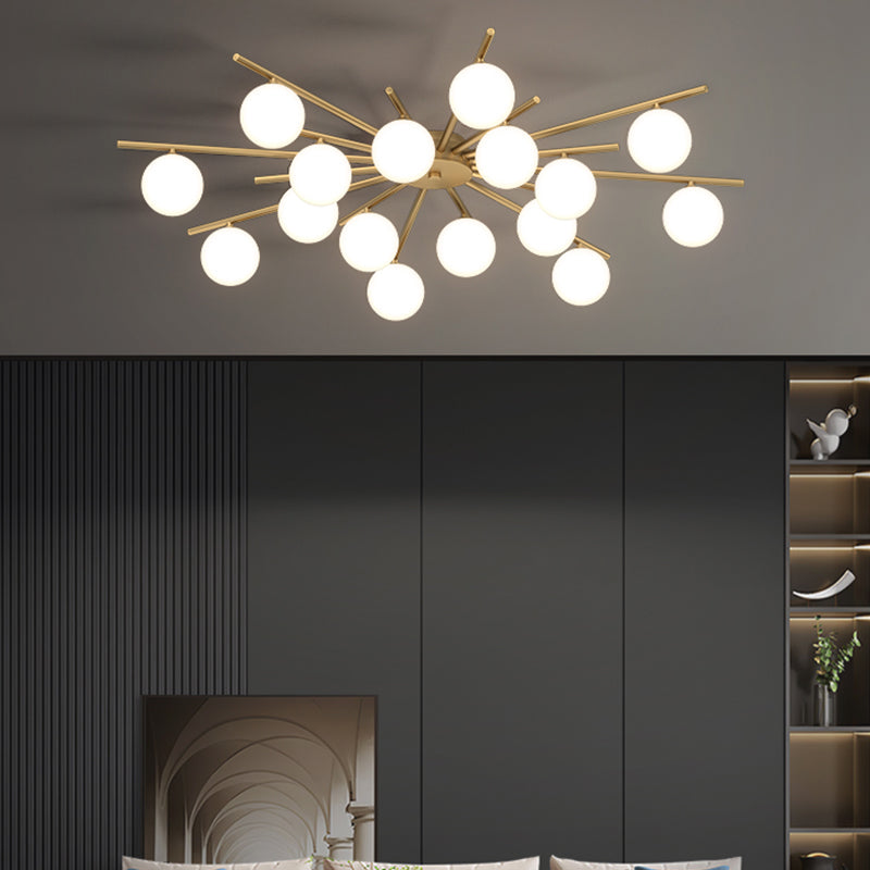 Contemporary Globe Flush Light Fixture Glass Flush Mount Ceiling Light in Gold