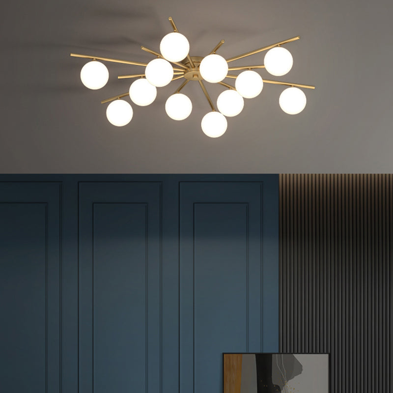 Contemporary Globe Flush Light Fixture Glass Flush Mount Ceiling Light in Gold