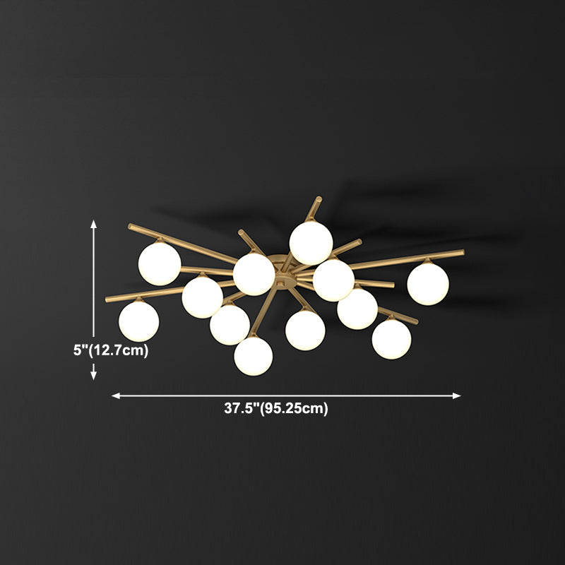 Contemporary Globe Flush Light Fixture Glass Flush Mount Ceiling Light in Gold