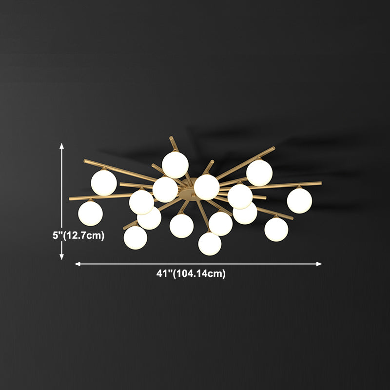 Contemporary Globe Flush Light Fixture Glass Flush Mount Ceiling Light in Gold
