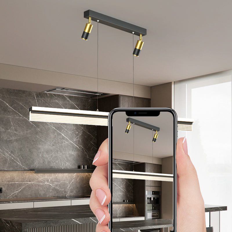 Iluminación de isla de forma lineal estilo moderno metal de 3 luces iluminación de islas