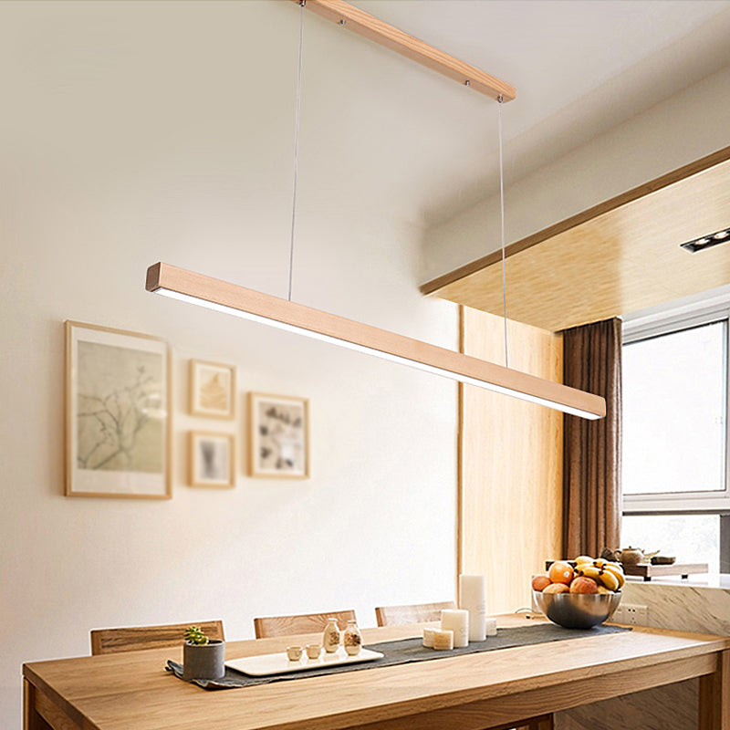 Contemporary Style Linear Shape Pendant Light Wood 1 Light Pendant Lighting Fixture
