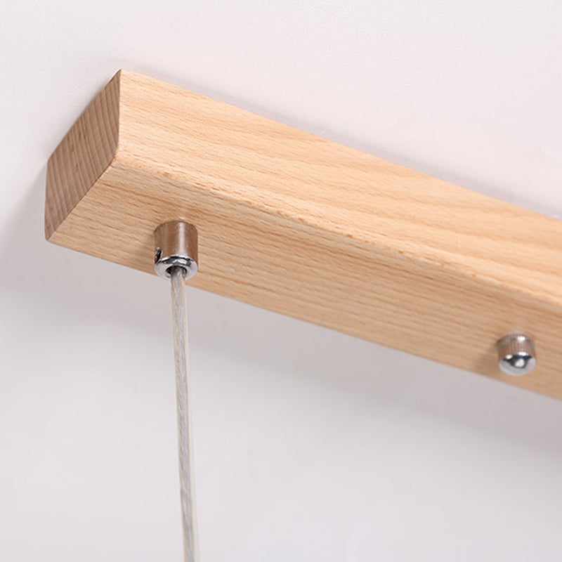 Estilo contemporáneo de forma lineal de madera ligera 1 accesorio de iluminación colgante de luz