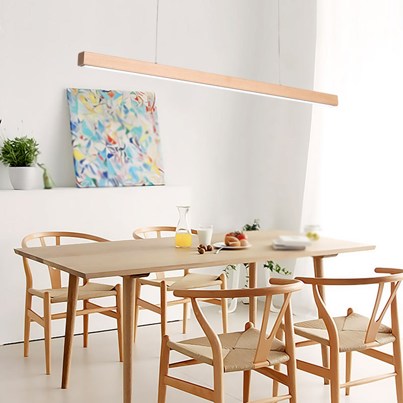 Contemporary Style Linear Shape Pendant Light Wood 1 Light Pendant Lighting Fixture