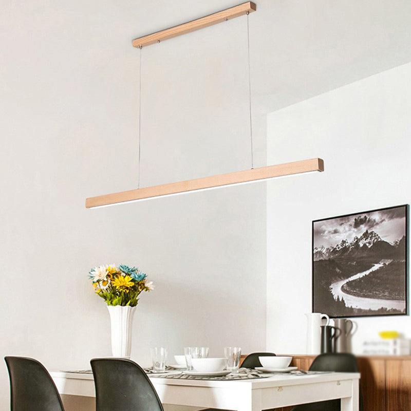 Contemporary Style Linear Shape Pendant Light Wood 1 Light Pendant Lighting Fixture