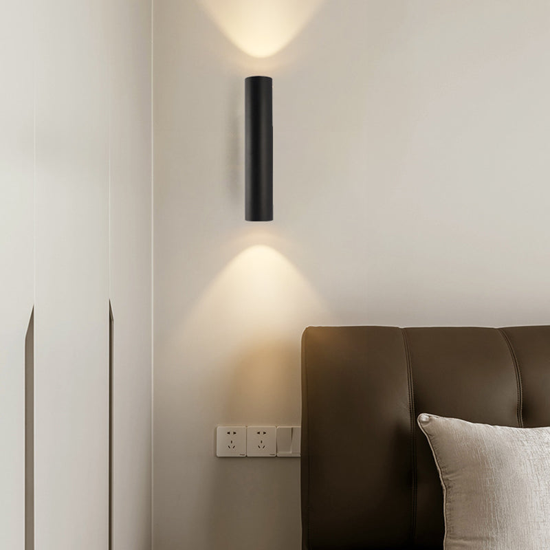 2 Lights Cylinder Wall Mounted Lamps Modern Style Metal Wall Sconces