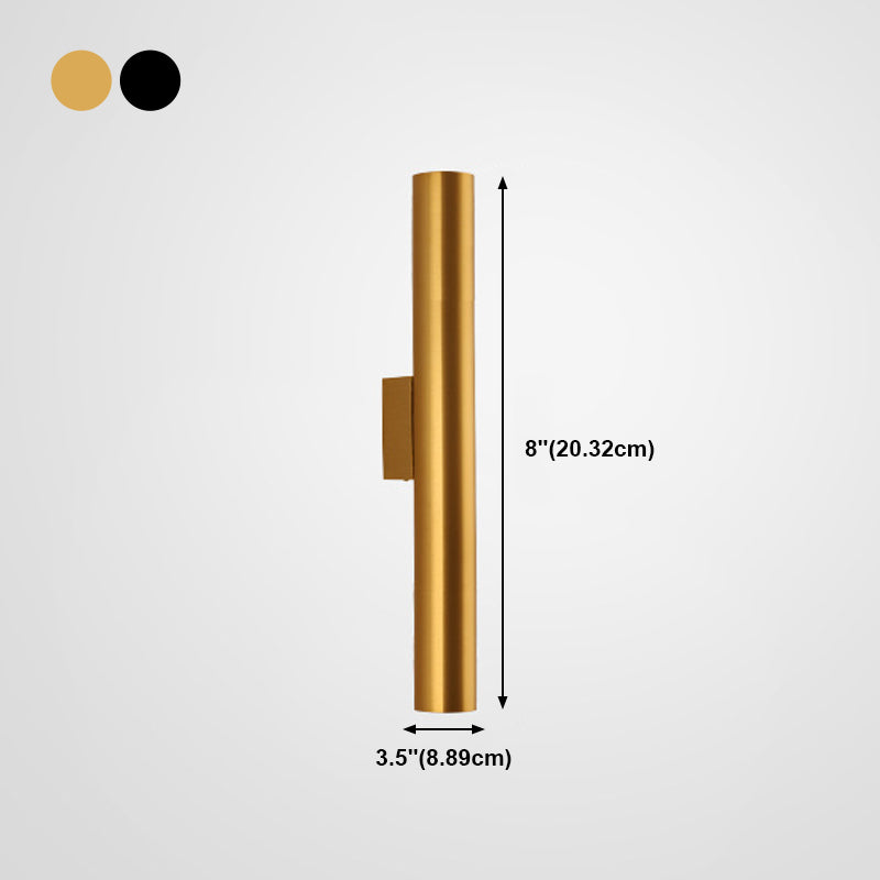 2 Lights Cylinder Wall Mounted Lamps Modern Style Metal Wall Sconces