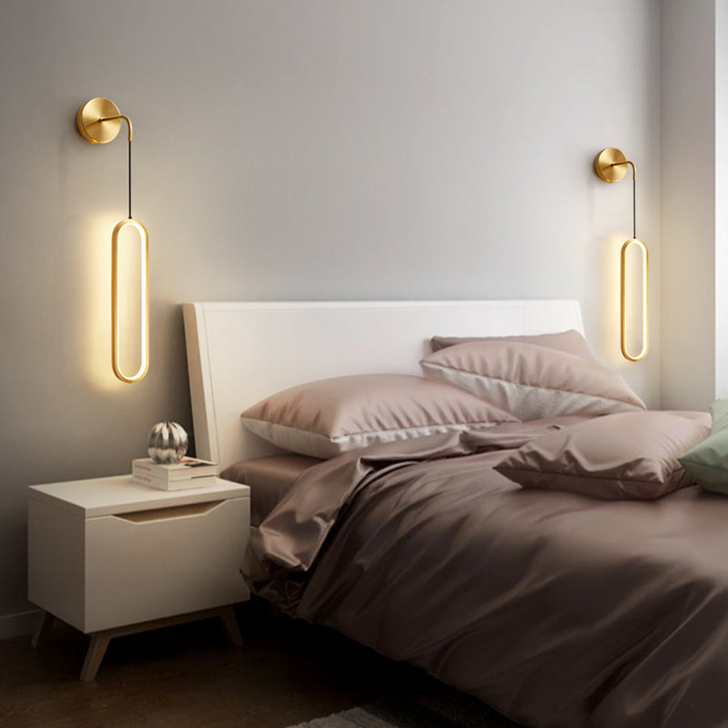 Oval Shape Metal Wall Sconce Modern Style Single Light Wall Mount Light