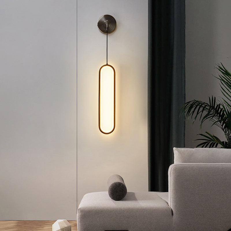 Oval Shape Metal Wall Sconce Modern Style Single Light Wall Mount Light