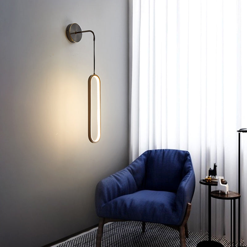 Oval Shape Metal Wall Sconce Modern Style Single Light Wall Mount Light
