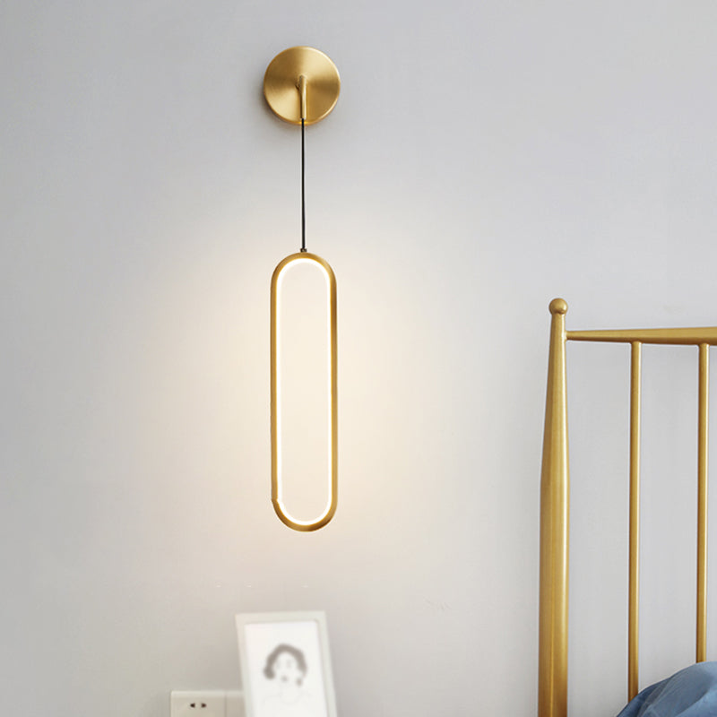 Oval Shape Metal Wall Sconce Modern Style Single Light Wall Mount Light