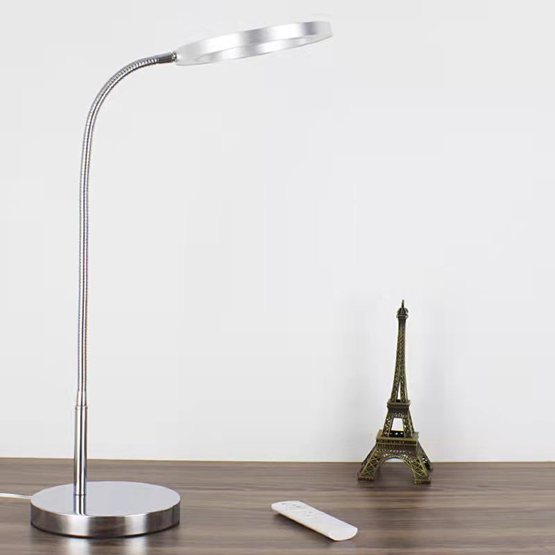 Linear Night Table Lamp Modern Style Metal Single Light Table Light in Silver