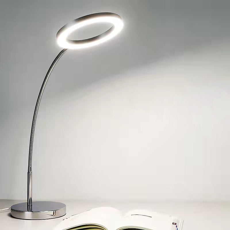 Linear Night Table Lamp Modern Style Metal Single Light Table Light in Silver
