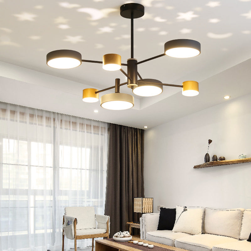 Multi Lights Round Pendant Chandelier Modern Style Metal Hanging Lamps