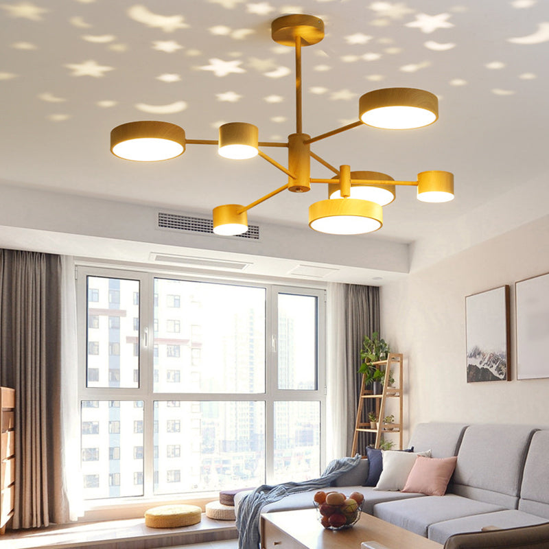 Multi Lights Round Pendant Chandelier Modern Style Metal Hanging Lamps