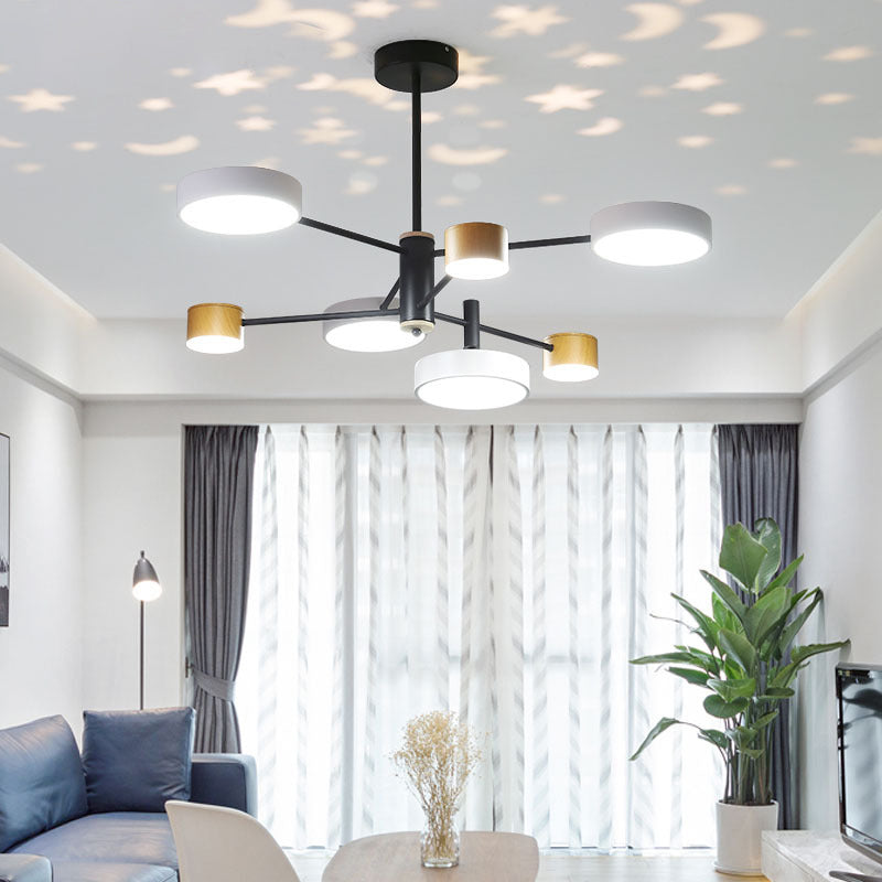 Multi Lights Round Pendant Chandelier Modern Style Metal Hanging Lamps