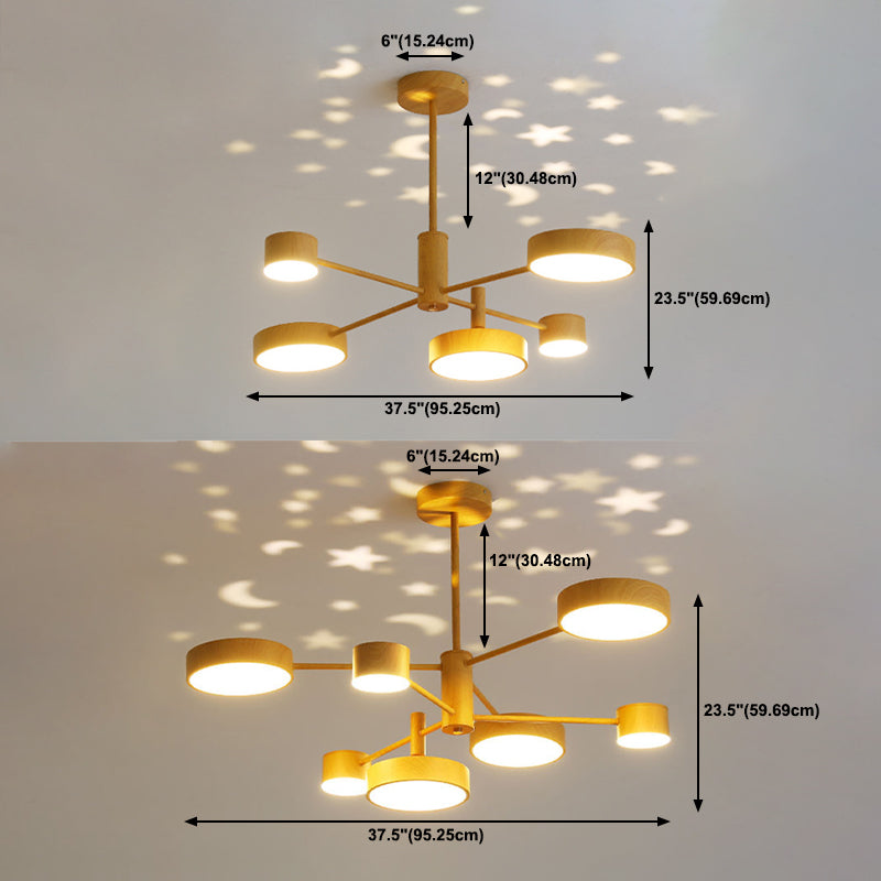 Multi Lights Round Pendant Chandelier Modern Style Metal Hanging Lamps