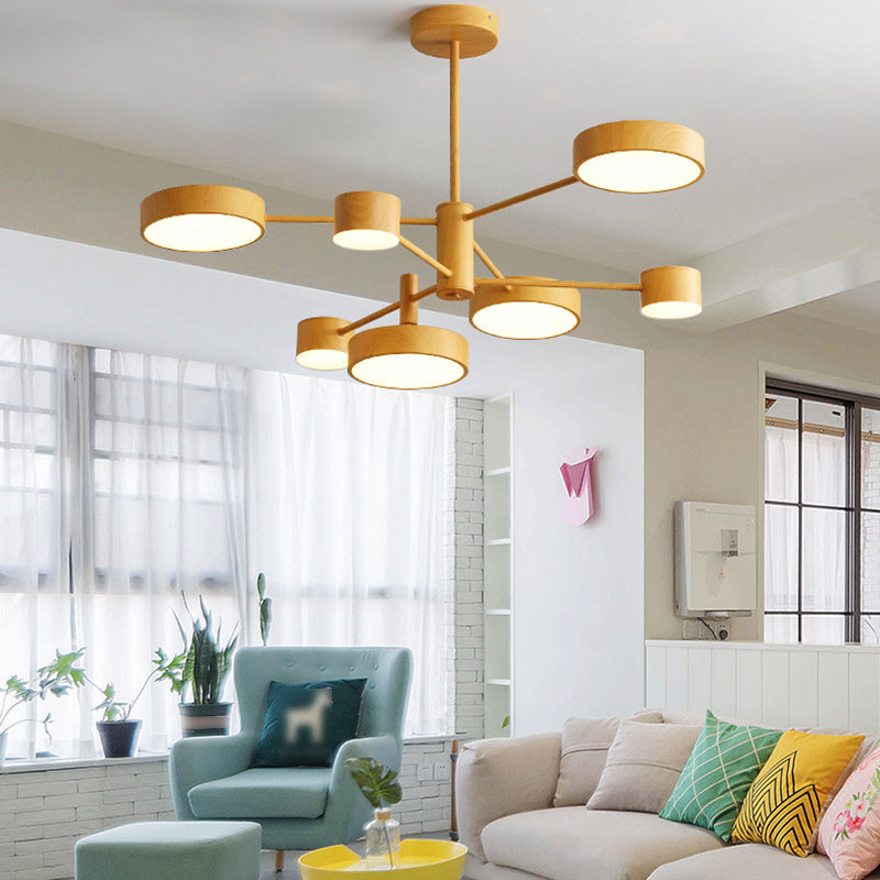 Multi Lights Round Pendant Chandelier Modern Style Metal Hanging Lamps