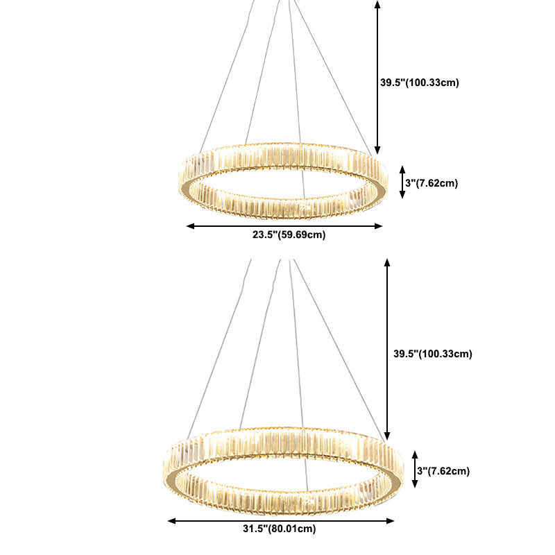 Moderne kreisförmige Kronleuchterkristall 1 Leicht Kronleuchter Anhänger Licht in Gold