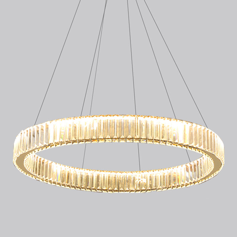 Moderne kreisförmige Kronleuchterkristall 1 Leicht Kronleuchter Anhänger Licht in Gold