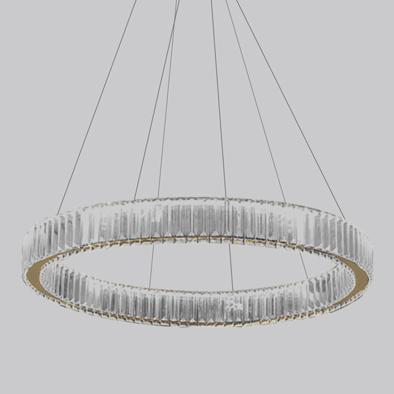 Moderne kreisförmige Kronleuchterkristall 1 Leicht Kronleuchter Anhänger Licht in Gold