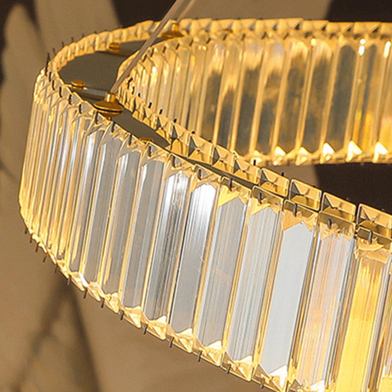 Moderne kreisförmige Kronleuchterkristall 1 Leicht Kronleuchter Anhänger Licht in Gold