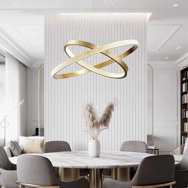 Multi Lights Circle Pendant Chandelier Modern Style Metal Hanging Lamps