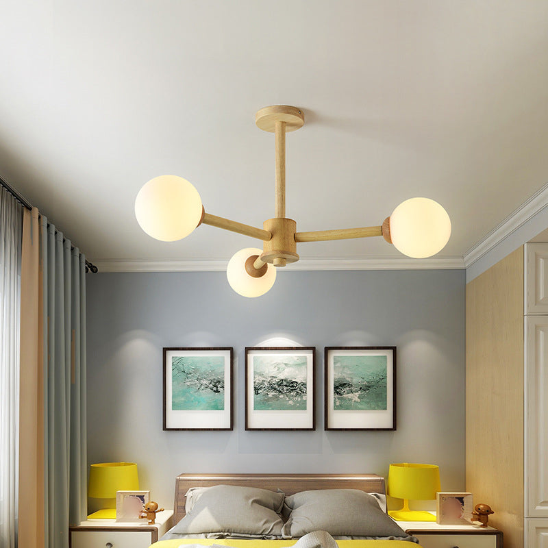 Luces colgantes de rama esférica múltiple de luz Modern Wood Lighting para estudio para estudiar