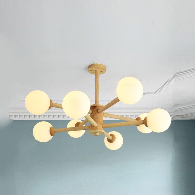 Luces colgantes de rama esférica múltiple de luz Modern Wood Lighting para estudio para estudiar