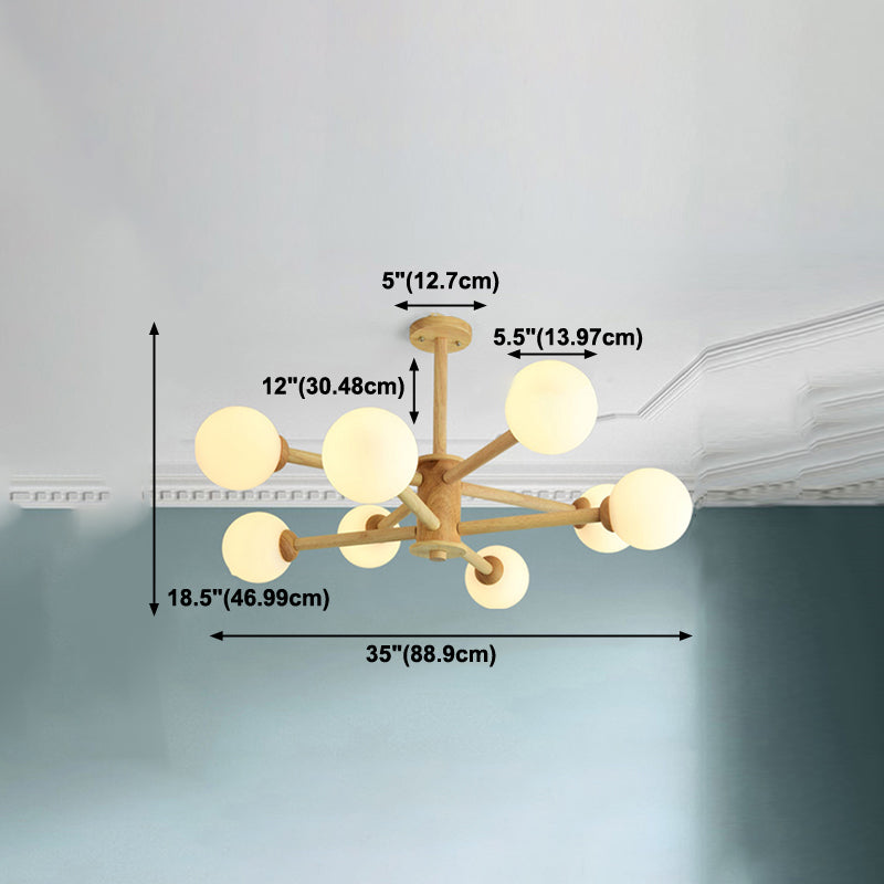 Luces colgantes de rama esférica múltiple de luz Modern Wood Lighting para estudio para estudiar