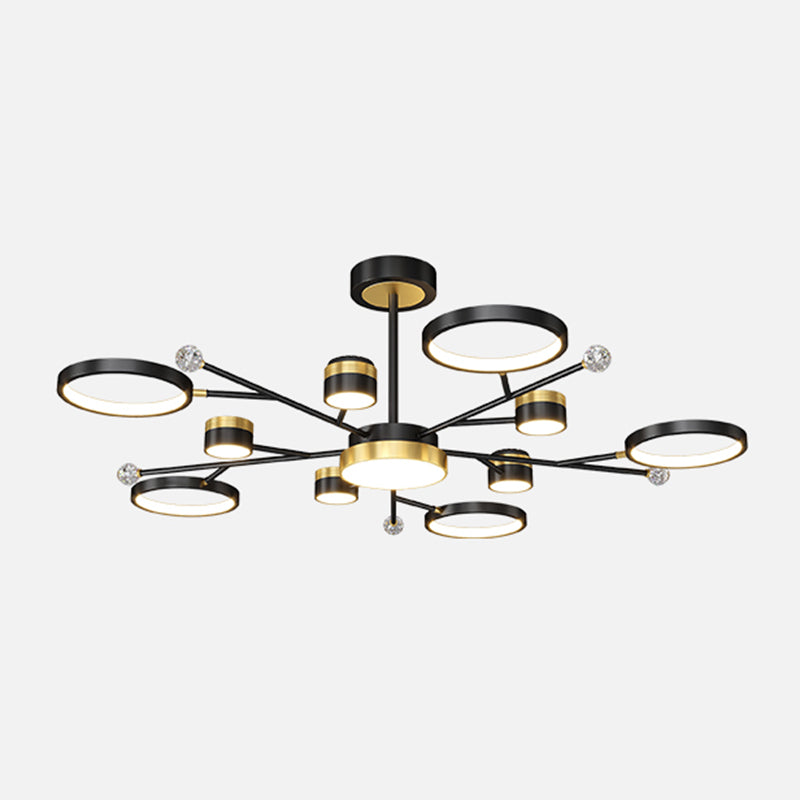 Cylinder Shape Metal Chandelier Lights Modern 11 Light Chandelier Lighting in Black
