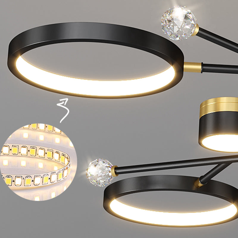 Cylinder Shape Metal Chandelier Lights Modern 11 Light Chandelier Lighting in Black