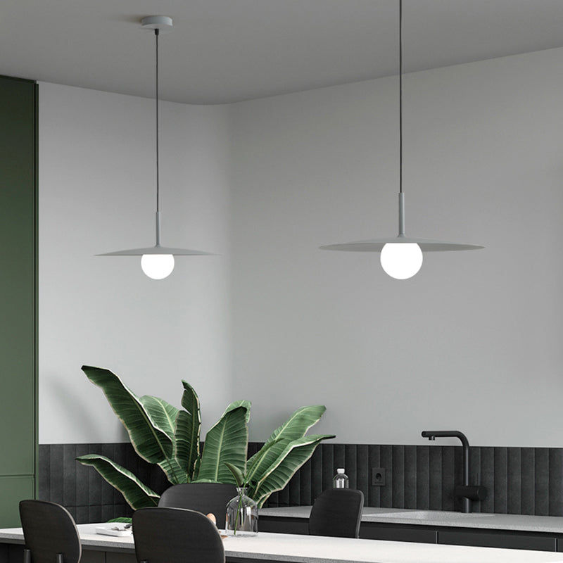 1-Light White Glass Pendant Lighting Fixtures Modern Ceiling Pendant for Bar