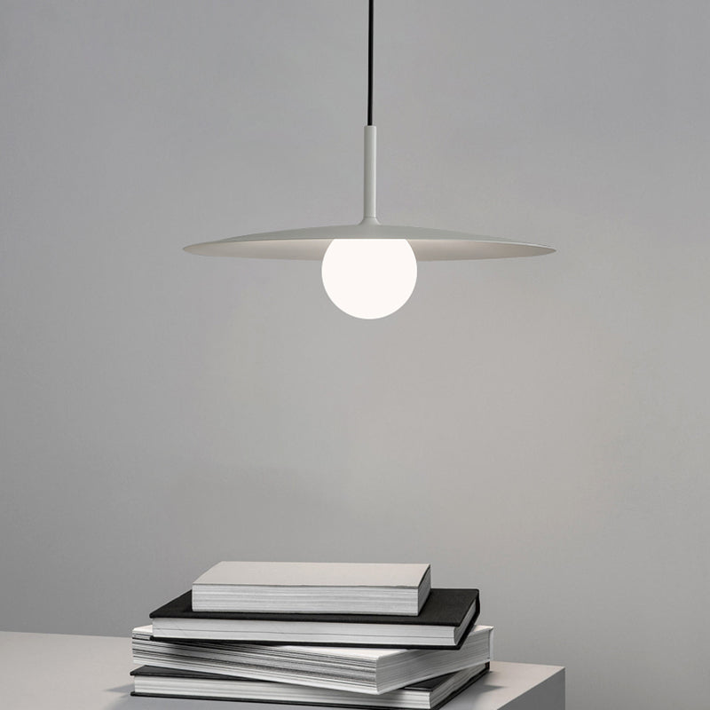1-Light White Glass Pendant Lighting Fixtures Modern Ceiling Pendant for Bar