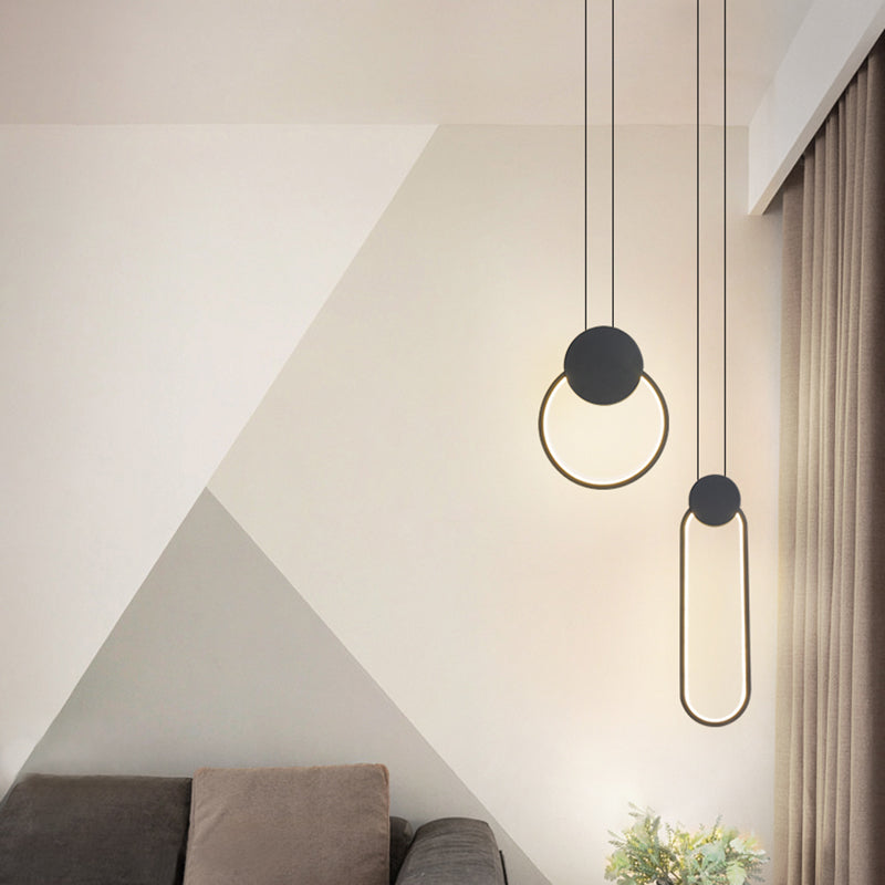 Minimalisme pendentif léger acrylique à 1 lumière LED vers le bas pour chambre à coucher