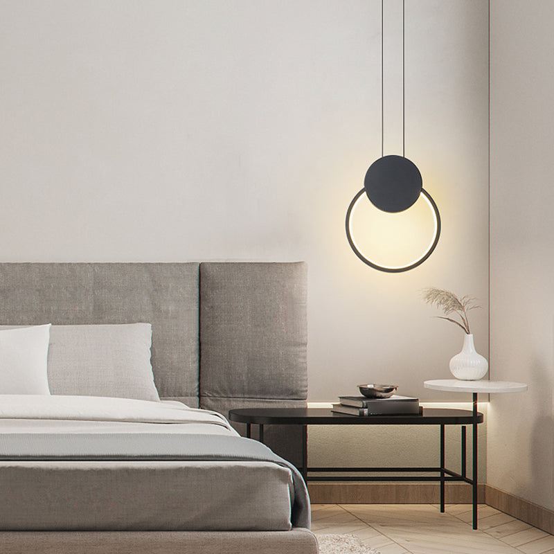 Minimalisme pendentif léger acrylique à 1 lumière LED vers le bas pour chambre à coucher