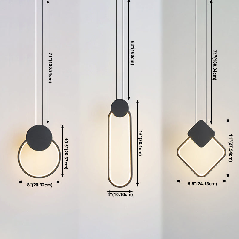 Minimalisme pendentif léger acrylique à 1 lumière LED vers le bas pour chambre à coucher