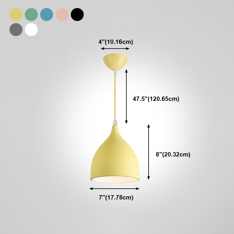 Metal Bowl Shape Hanging Lights Modern Macaron Style 1-Light Pendant Light for Bar