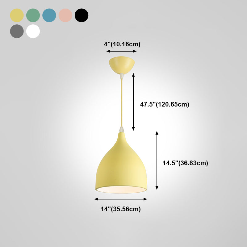 Metal Bowl Shape Hanging Lights Modern Macaron Style 1-Light Pendant Light for Bar