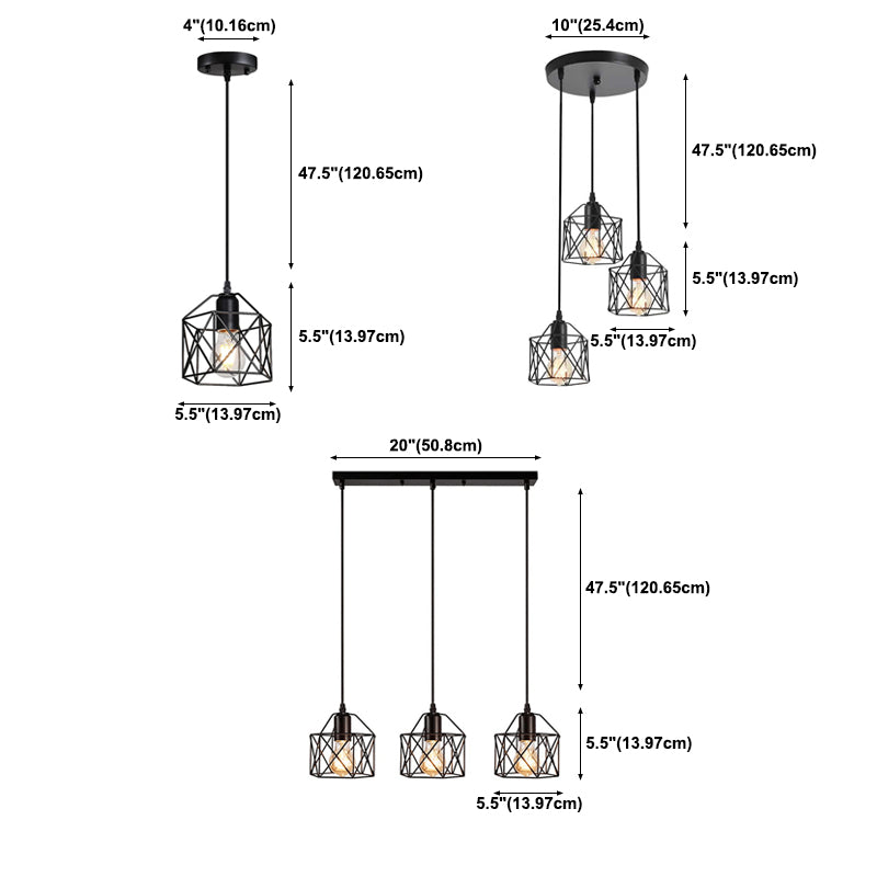 Forme de géométrie en métal Lumières suspendues industrielles multiples liminaires de support de suspension légers