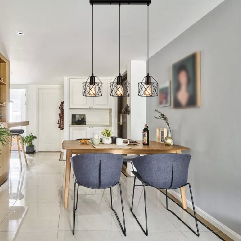 Metal Geometry Shape Hanging Lights Industrial Style Multi Light Hanging Mount Fixture